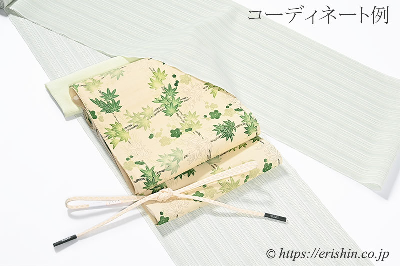 お誂え】多ち花 染名古屋帯（梅楓格子・青楓濃淡/生紬）多ち花『着物