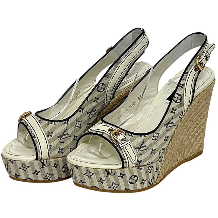 ルイ ヴィトン ウェッジソールサンダル ネイビー グレー ホワイト