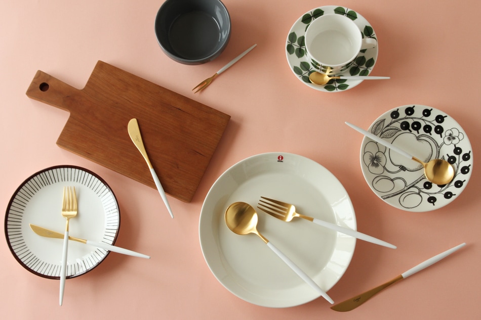 ゴア／GOA ホワイト×ゴールド カトラリー（クチポール／Cutipol