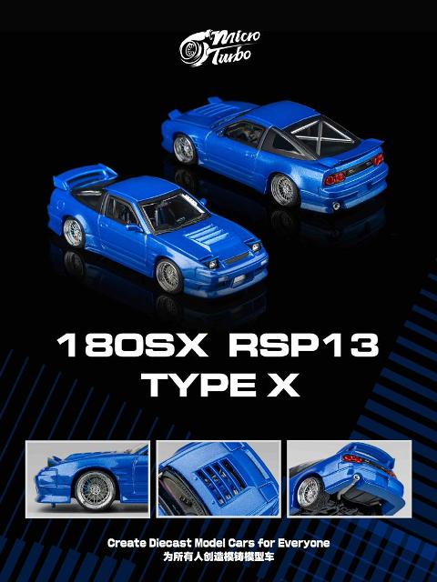 新品 MT6407B3 Micro Turbo 1/64 180SX TYPE X Metallic Blue, Boost