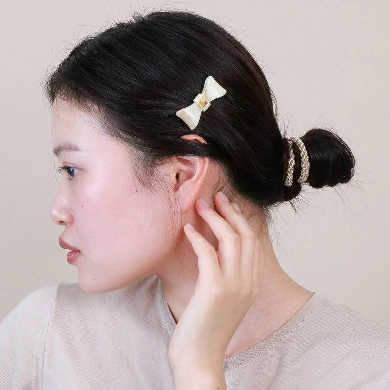 スモール スタッズ ボウ ボビー ティージ ボウル バレッタ （カラーラ