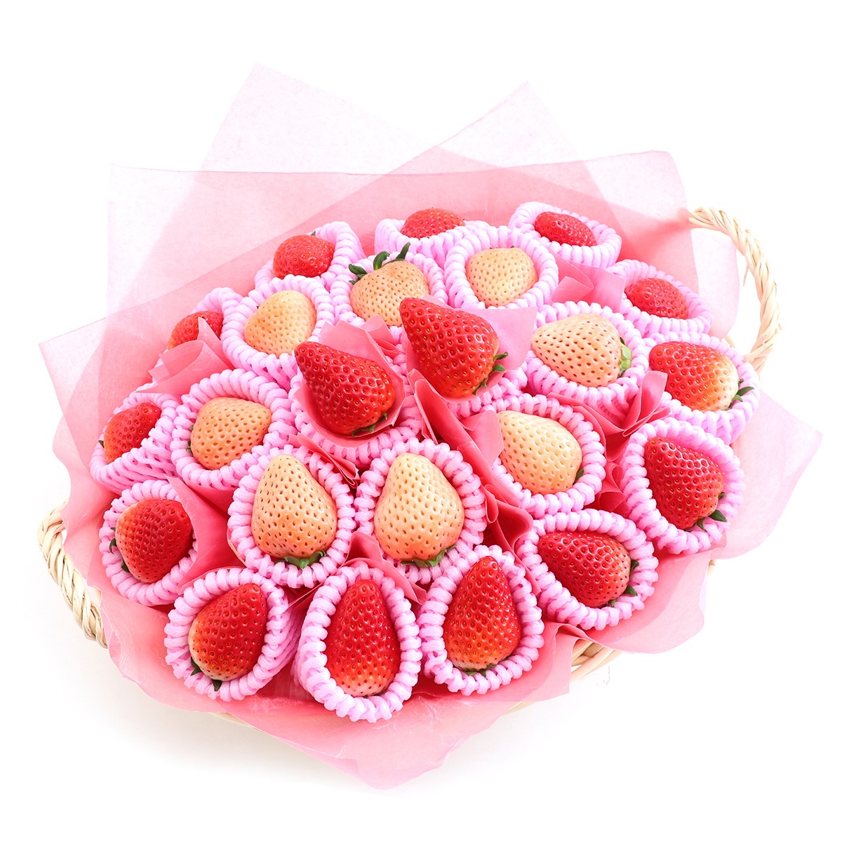 送料込】【当日発送可】紅白いちごセット バスケット入[いちご 白