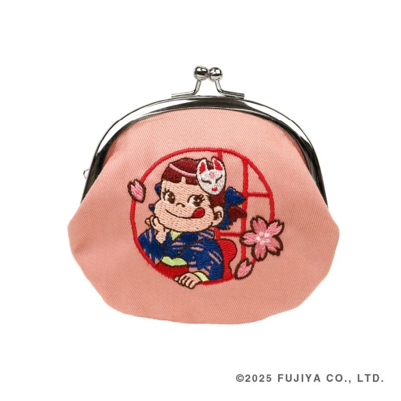 狐面ペコちゃん刺繍がま口（ピンク）の通販｜不二家「ファミリータウン」
