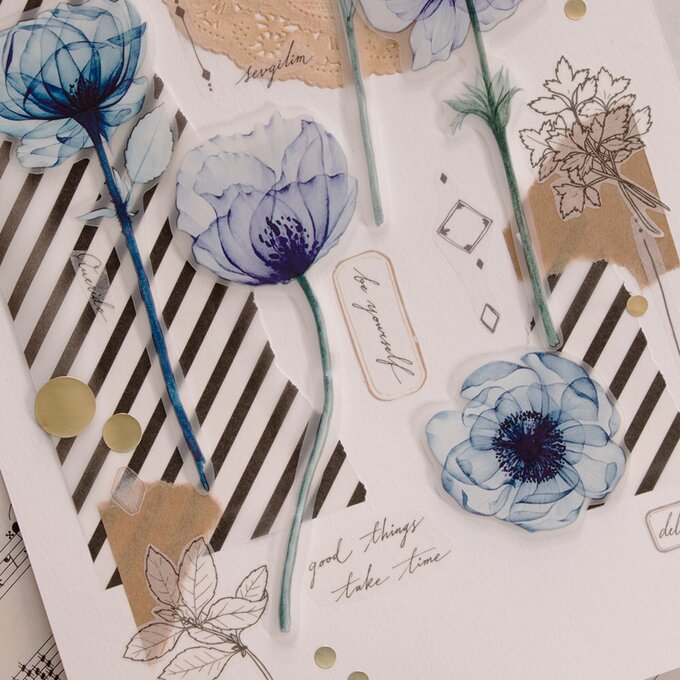 樂意Loidesign]塵花 透明花柄 クリアPET/マットPETテープ 2タイプ