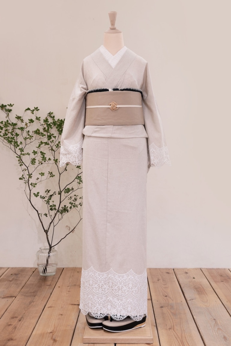 ウール(単衣)着物（葡萄（シロ）） SAK-WKM20181117 | さく研究所