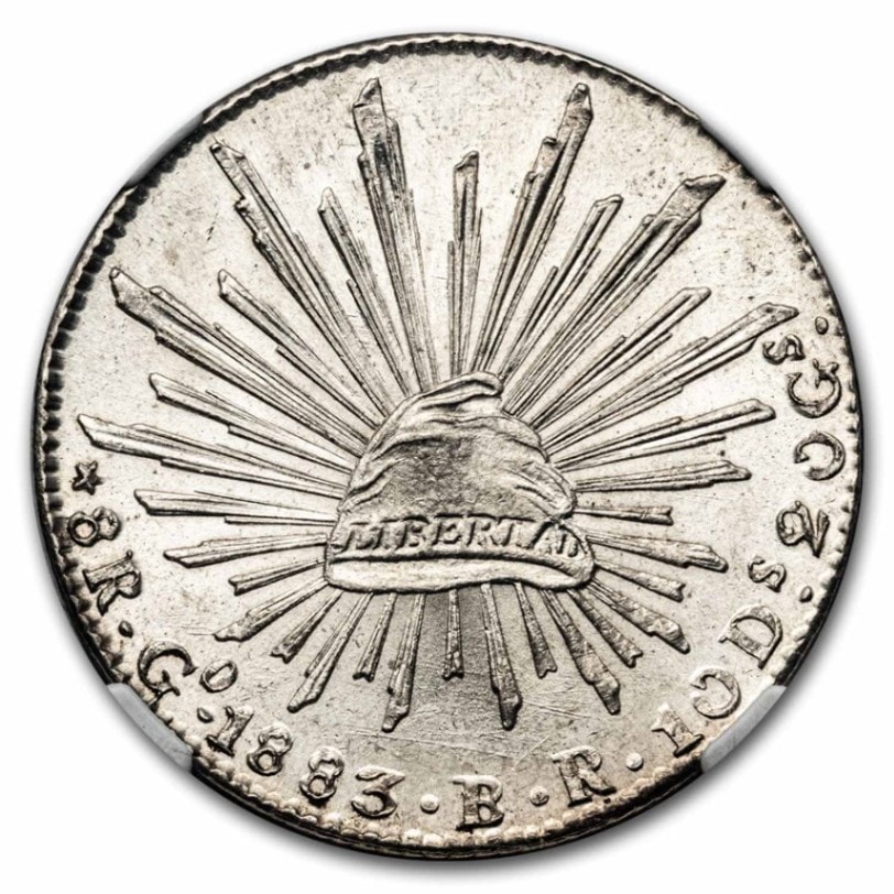 1883年 メキシコ 8レアル 銀貨 グアナファト造幣局 MS-63 NGC