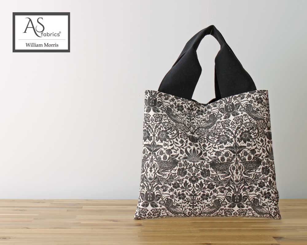 ☆【William Morris】STRAWBERRY THIEF /Grey Mono ボリューム持ち手の