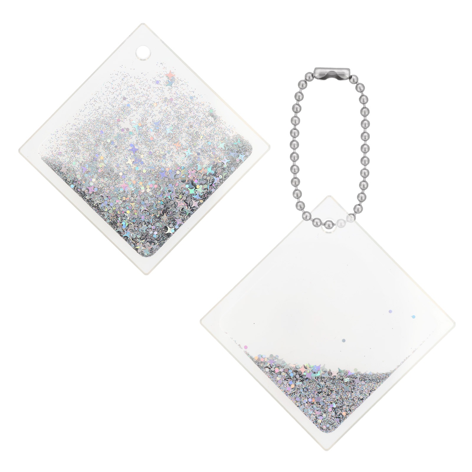 オイルインアクリルキーホルダー 50×50×5mm クリア 無地 パーツ/ボール