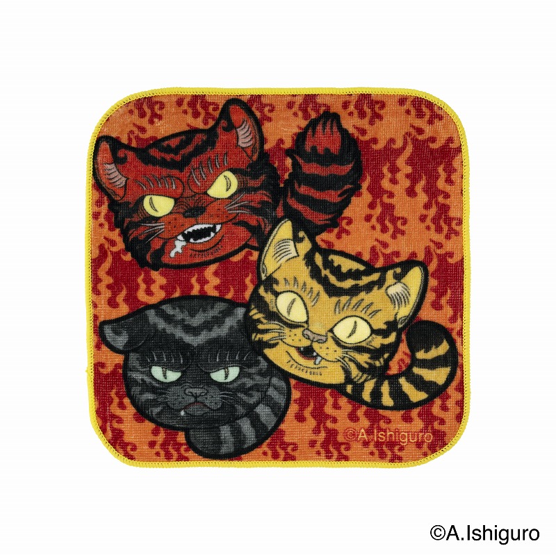 ばけねこだらけ ハンドタオル (だるま猫) | ばけねこだらけ