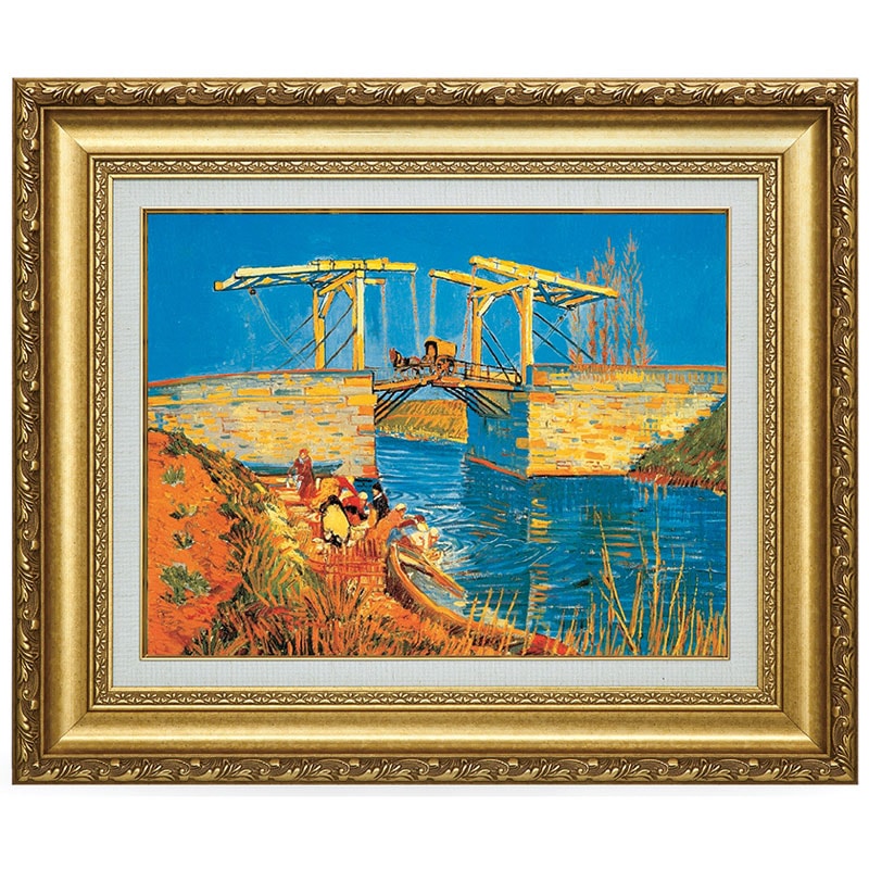 gafa14 ゴッホ 「アルルの跳ね橋」、「ひまわり」ポスター額付き