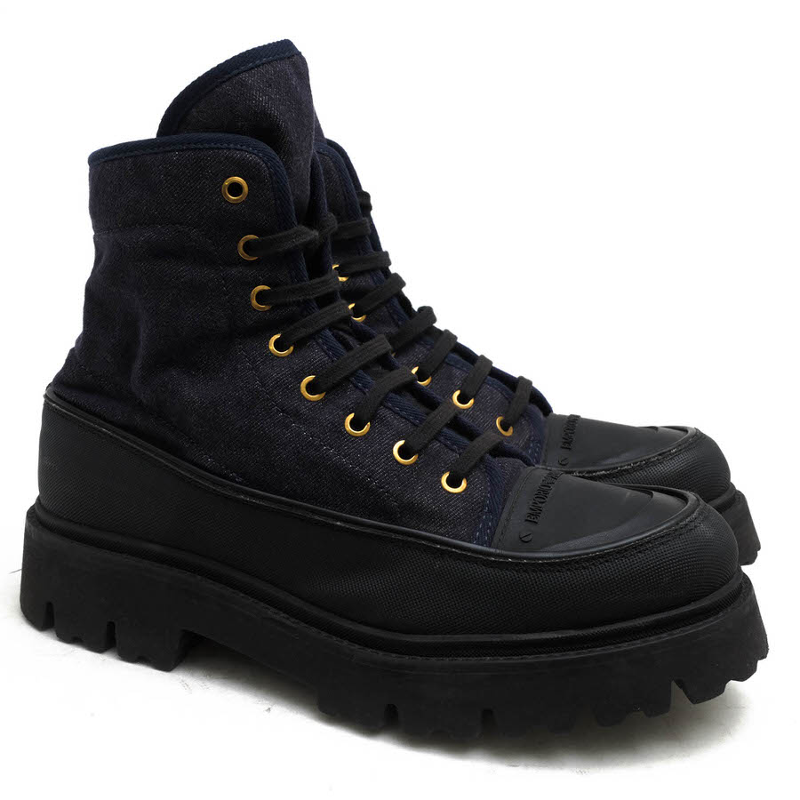 EMPORIO ARMANI 4M372 / アルマーニ 厚底ブーツ デニム ネイビー 紺