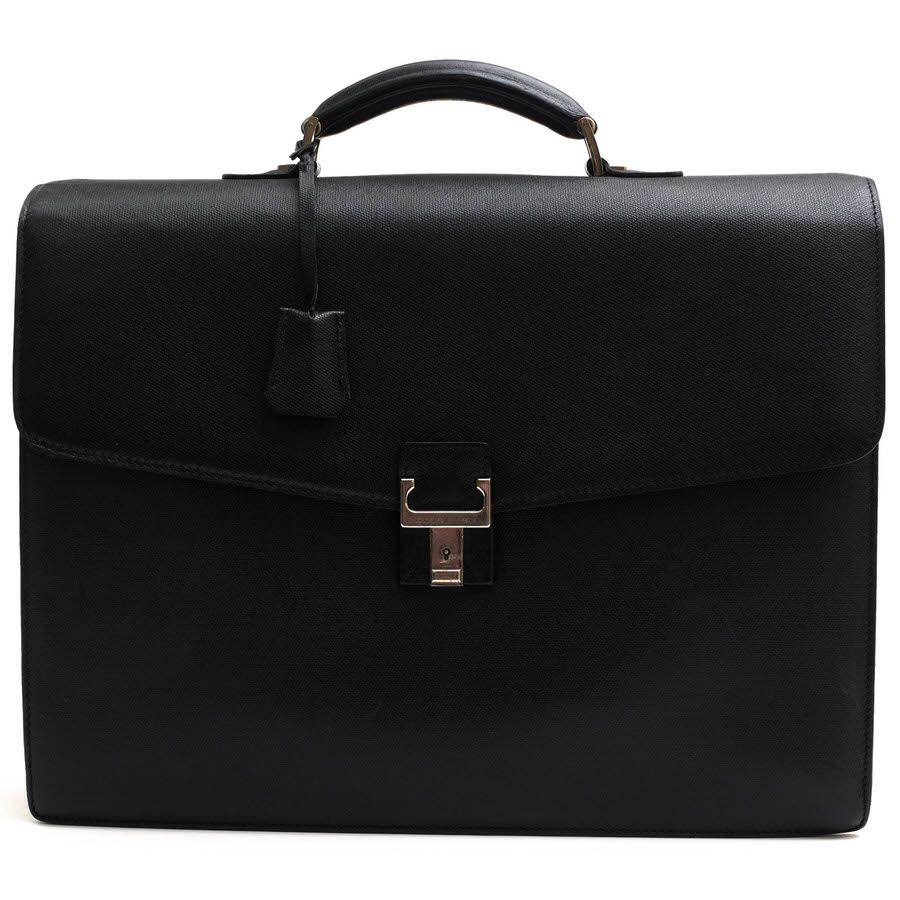 Ermenegildo Zegna / ゼニア A4サイズ収納可 牛革 カーフ ブラック 黒