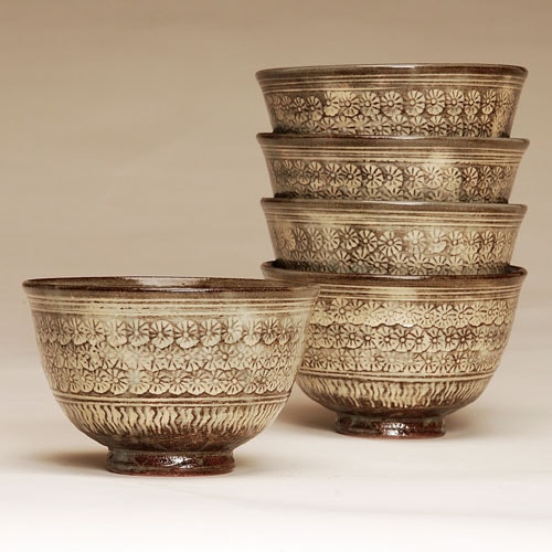 美優 茶道具 金海駕洛窯 三島 数茶碗 五客 共箱 V 9468 美優 様専用