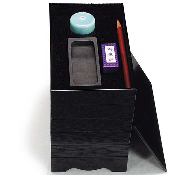 茶道 七事式 五段重硯箱 黒掻合塗 湖彩作 | 七事式道具 - CHATOWA 茶と