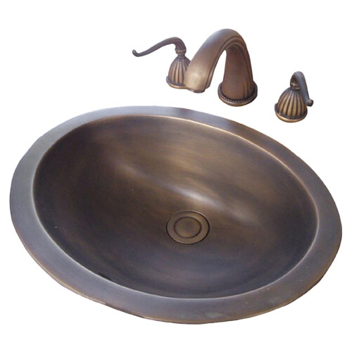 洗面ボウル アンティーク レトロ 埋込 ブロンズ 銅色 オーバーフロー