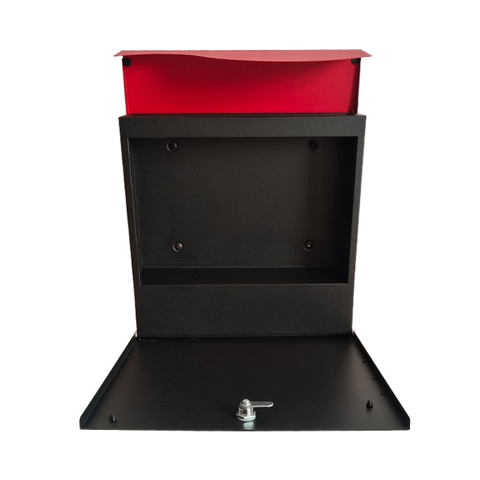 ポスト 壁付け 壁掛け 鍵付き おしゃれ アイアン 赤 黒 レッド