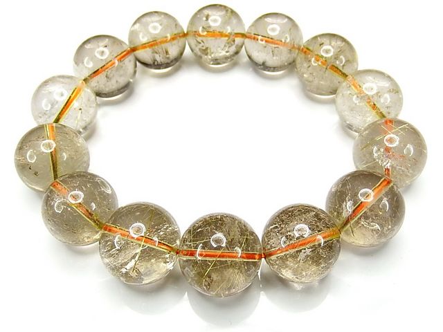 希少逸品ゴールドルチル入りシトリン大玉16mm天然石ブレスレット石街