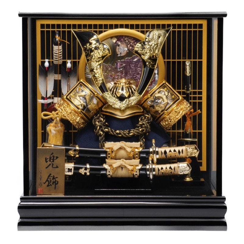 五月人形】12号 銀中鍬 兜ガラスケース飾り〈宝童作〉 ｜雛人形・五月