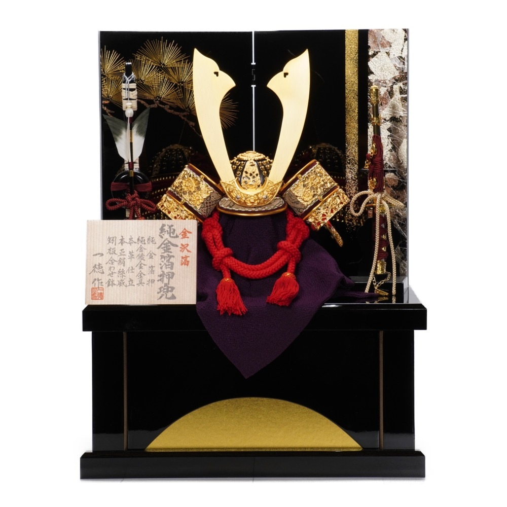 五月人形】10号 純金箔押 赤糸威 兜収納飾り〈一徳作〉 ｜雛人形・五月