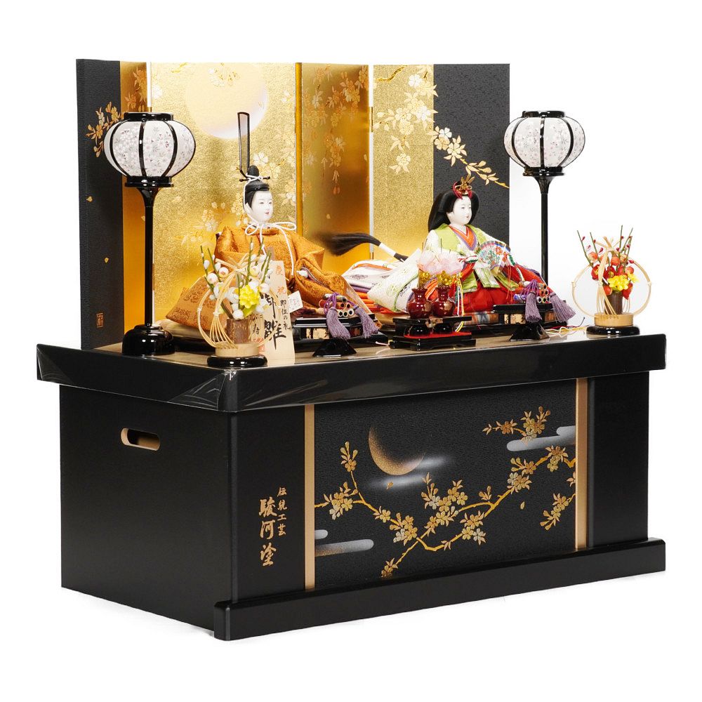 雛人形】京十一番 黄櫨染 桐竹鳳凰文様 令和即位の礼 親王揃い収納飾り