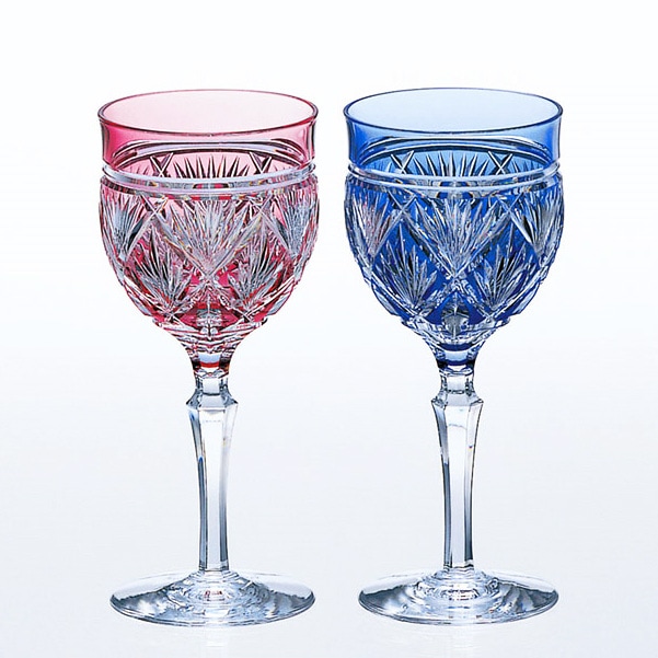 江戸切子 ペアワイングラス＜笹っ葉紋＞ KAGAMI | ワイングラス | 伝統