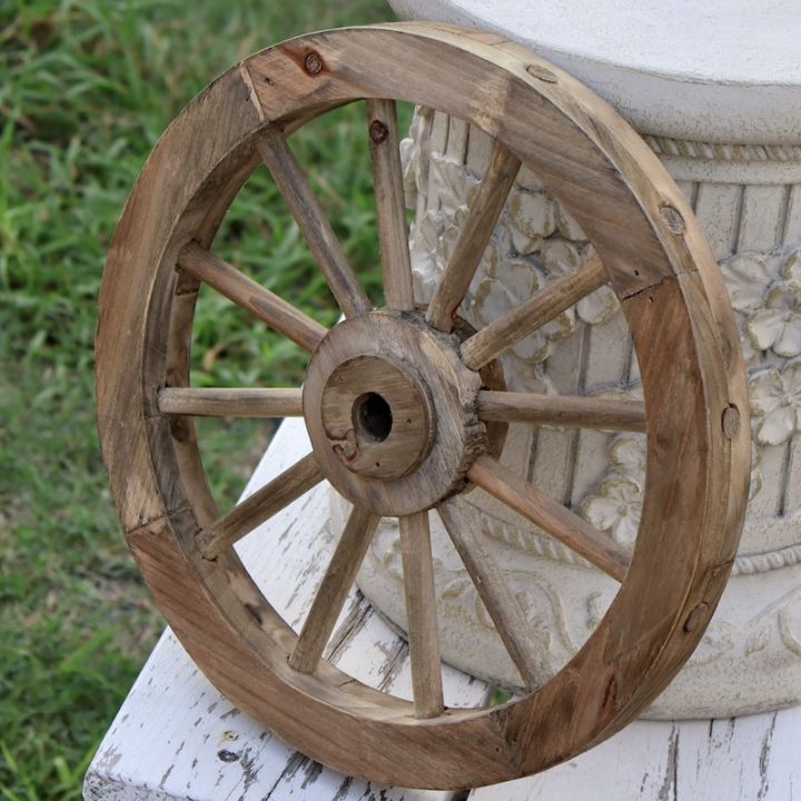 アンティーク風木製車輪・ブラウン・Sサイズ