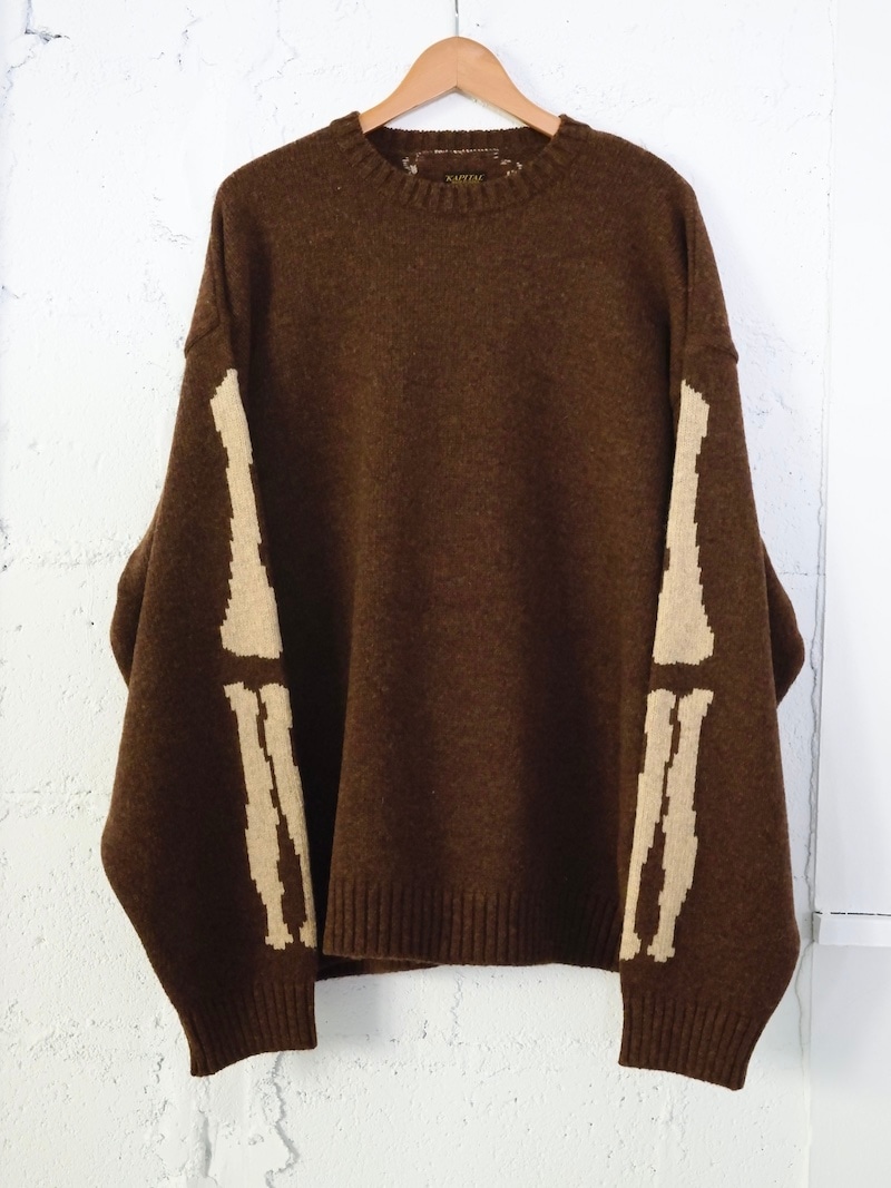 KAPITAL(キャピタル) / 5G ウール BONEクルーセーター (ブラウン) 25AW