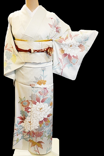 正絹単衣訪問着 レンタルフルセット「手描友禅 牡丹」 | すべての商品