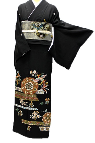 正絹黒留袖レンタルフルセット「華紋に鳳凰と唐花」 | すべての商品