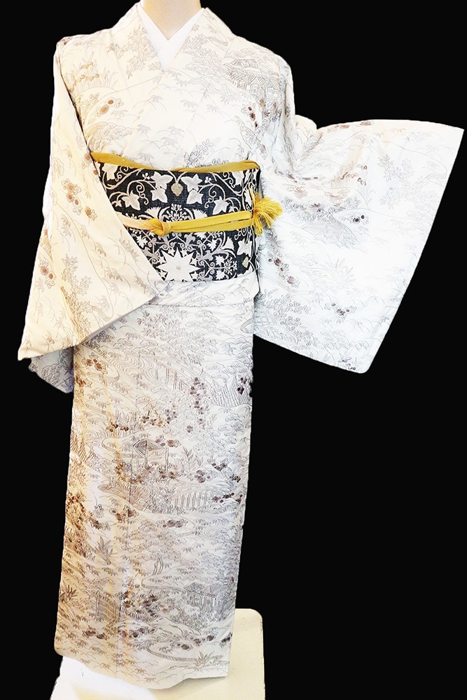 正絹訪問着 レンタルフルセット「総柄刺繍 茶屋辻」 | レンタル着物
