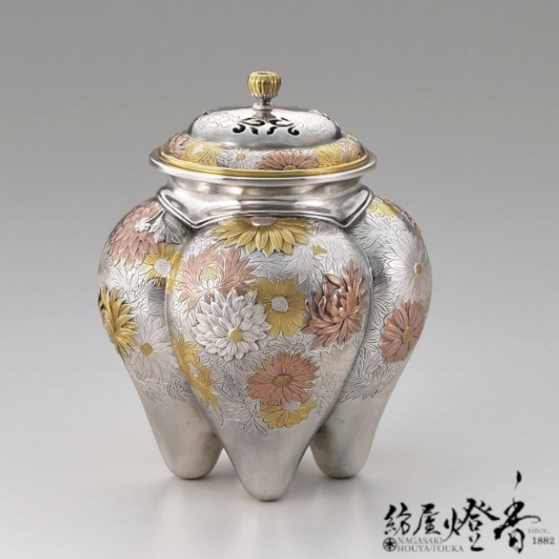 香炉/香器『高岡銅器【菊華香炉】銀製/青鳳作』竹中銅器 | 取扱い