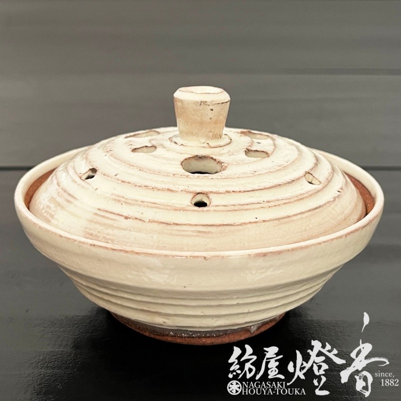 香器『香炉【粉引平香炉(こびきひらこうろ)】紙箱入[京焼・清水焼/圭司