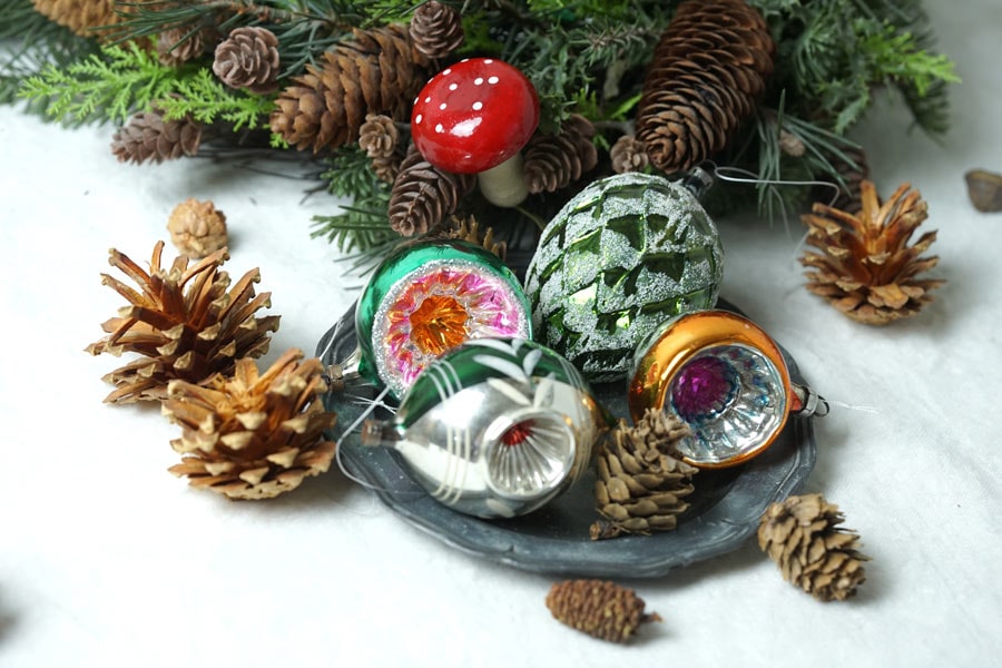 アンティーク薄ガラスオーナメント5個入アソートセット gx-583の通販