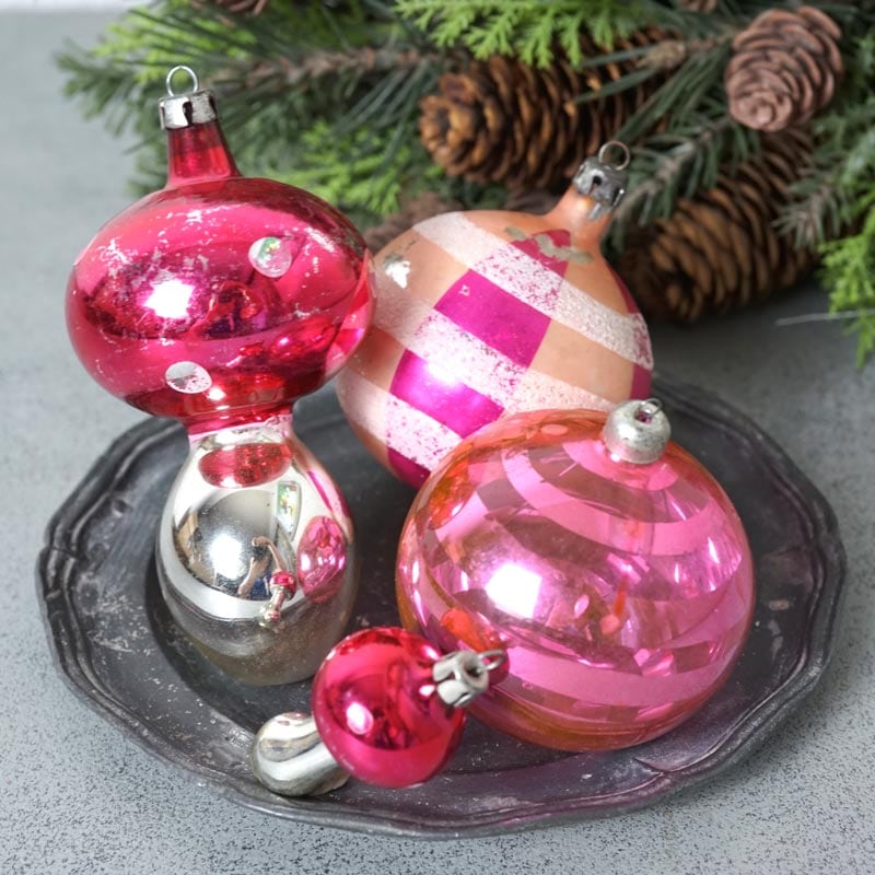 アンティーク クリスマスオーナメント 吹きガラス アソートセットH gx