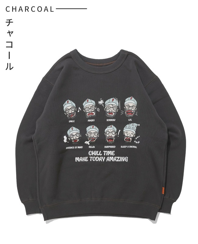 クリフメイヤー[公式] チルタイム裏起毛クルー(顔) MENS 2523108