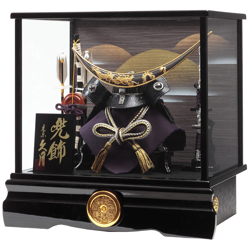 伊達政宗公 兜ケース飾り ガラスケース オルゴール付 3G-C14-Z | 取付