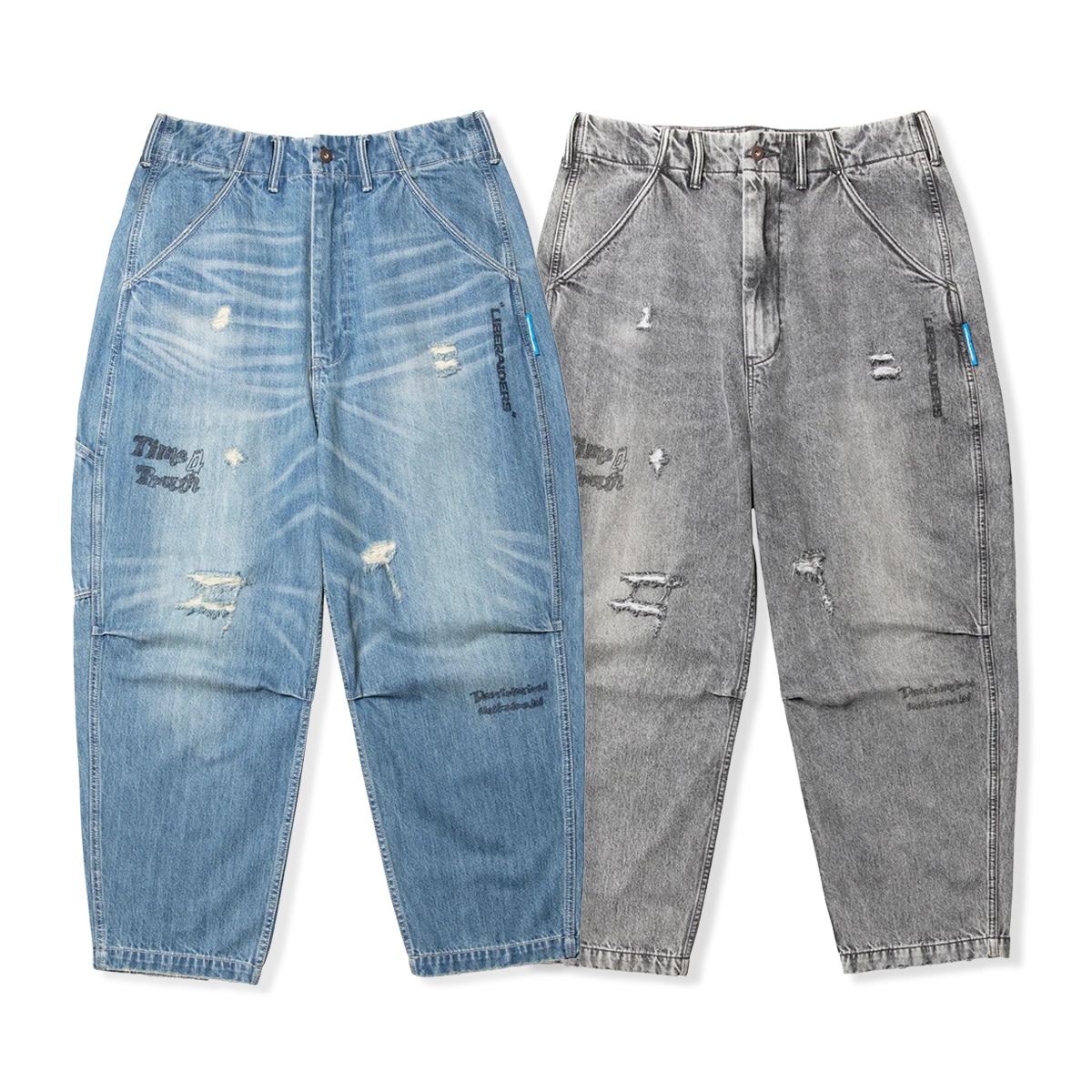 Liberaiders リベレイダーズ DAMAGED DENIM SARROUEL PANTS サルエル