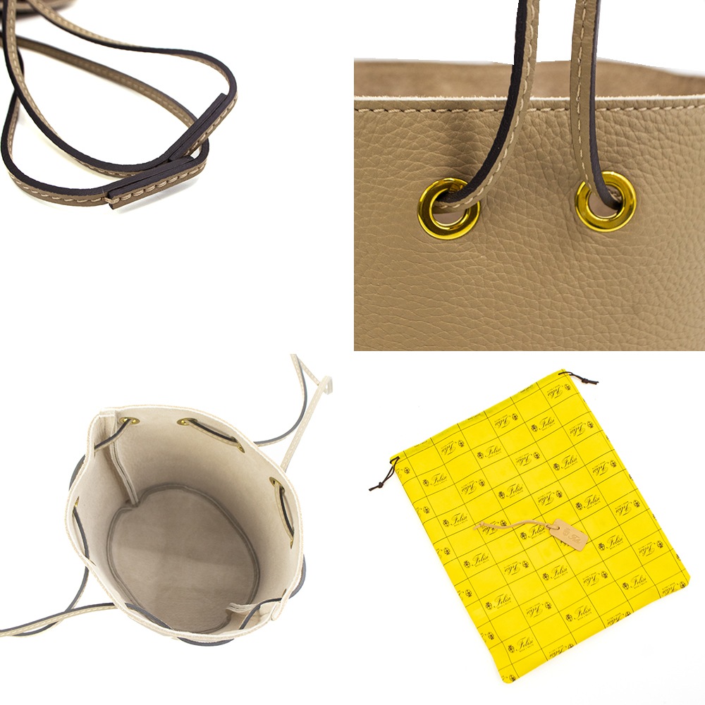 フェリージ ハンドバッグ 牛革 シュリンクレザー 2WAY バケットバッグ