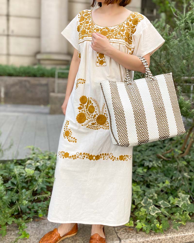 tesoro / メルカドバッグ L /ホワイト×ゴールド｜テソロ(tesoro)公式通販