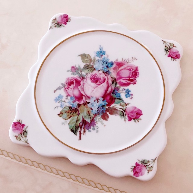 パンマット（陶器製鍋敷き） 【薔薇雑貨 ローズ雑貨 キッチン雑貨 耐熱