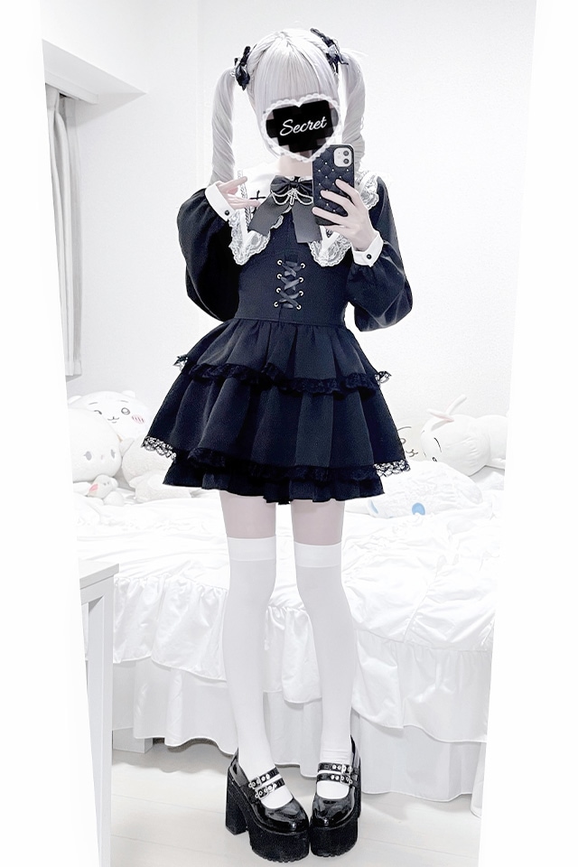 MA*RS】【2点SET】クロス刺繍3段フリルセットアップ - ブラック size