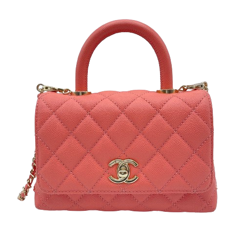 現金特価】シャネル ココハンドル W20 ピンク キャビアスキン