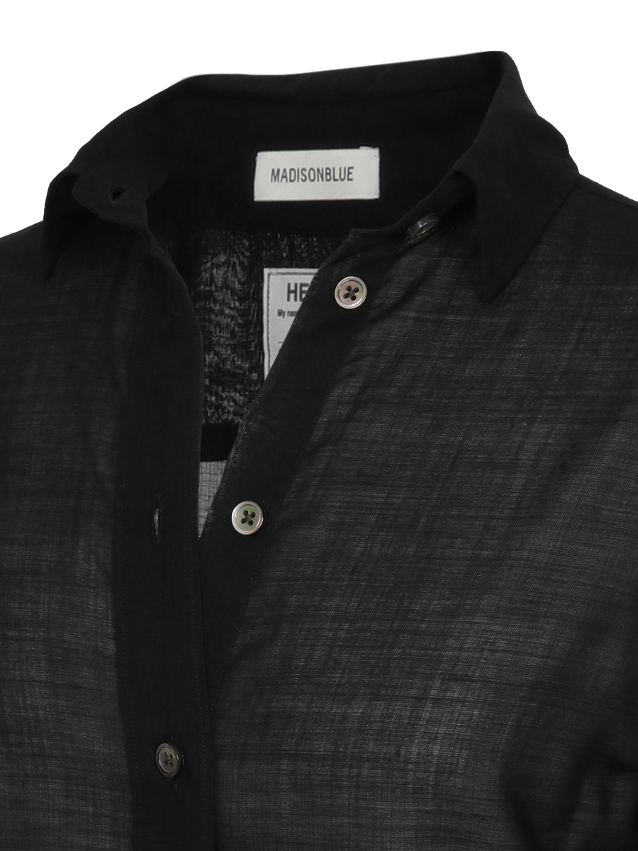 MADAME LONG SHIRT W/VOILE / BLACK | SHIRT/BLOUSE | MADISONBLUE