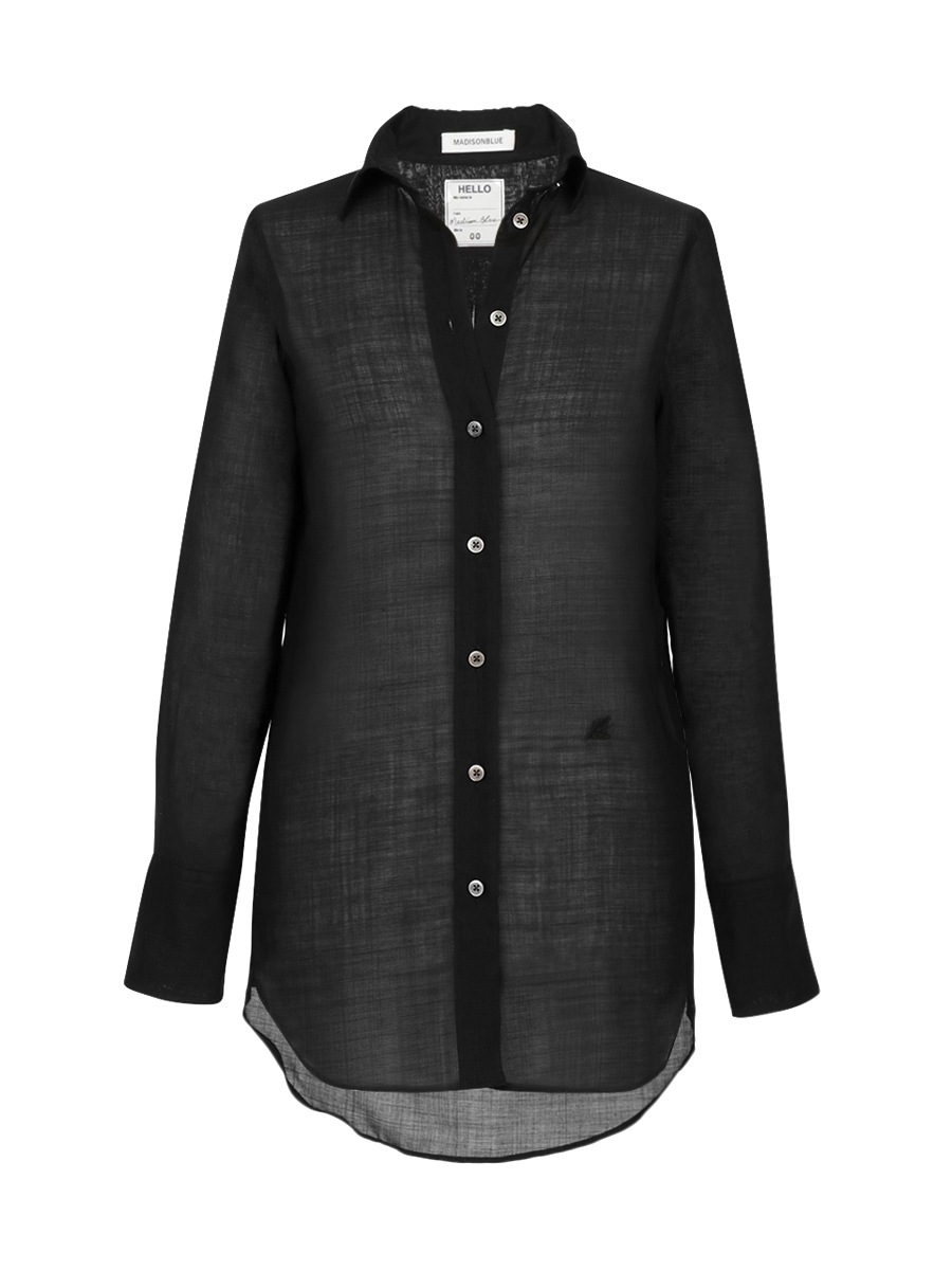 MADAME LONG SHIRT W/VOILE / BLACK | SHIRT/BLOUSE | MADISONBLUE