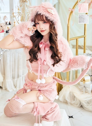 即日発送】ふわふわメレンゲリボンキャットサンタ《クリスマスコスプレ