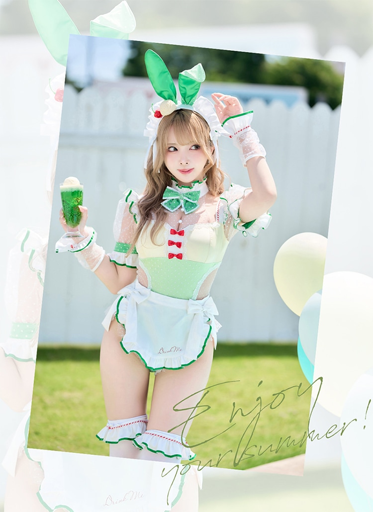 即日発送】クリームソーダバニーメイド《ハロウィンコスプレ8点セット