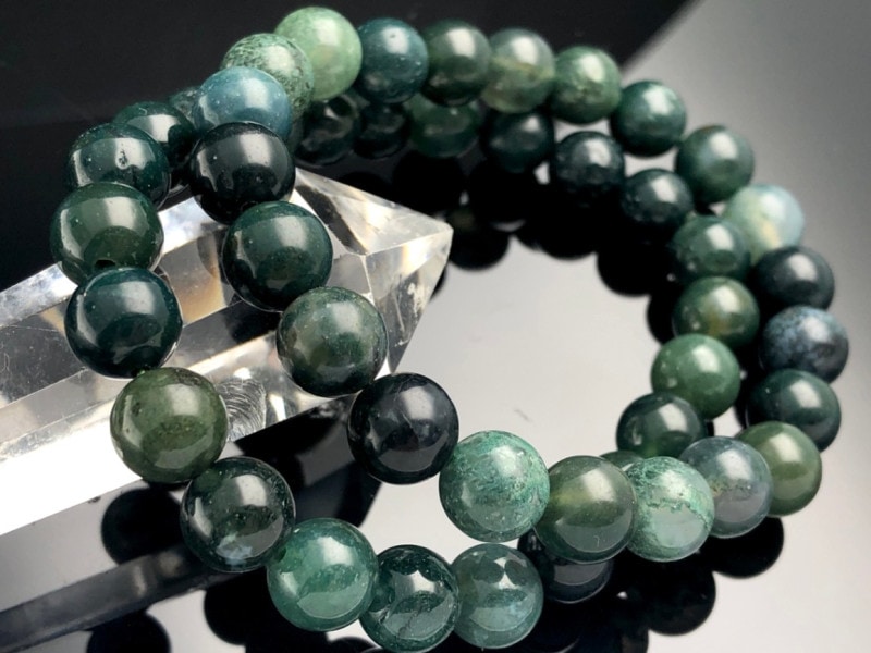 森林のような美しいグリーン☆天然石ブレスレット/モスアゲート