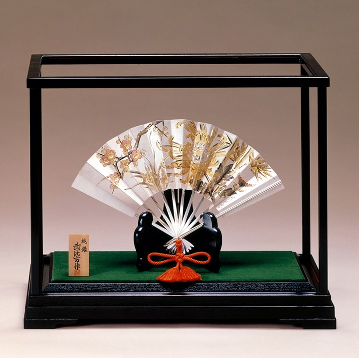武比古 純銀 扇 四君子 6号 | 銀製品,純銀製置物,扇 | 森銀器製作所