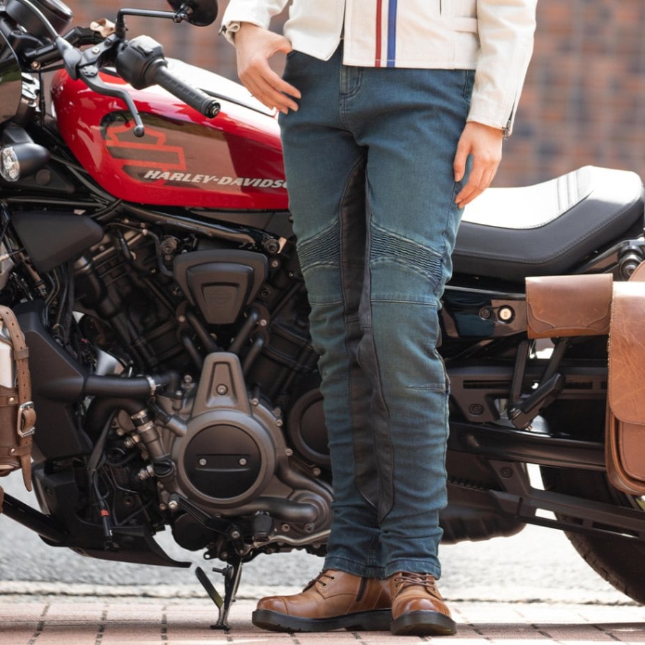 美品 デグナー レディース Mサイズ 冬用 バイク デニム 牛革 膝パッド