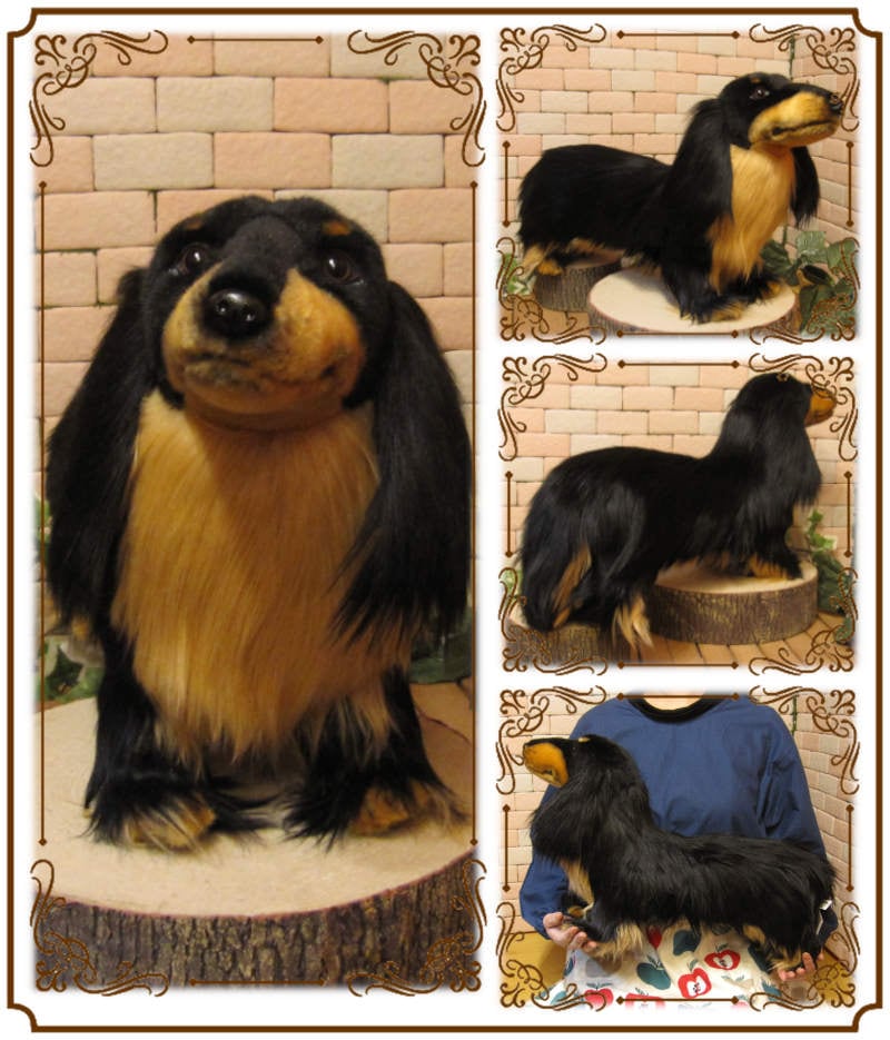 ダックスフント ビッグサイズ ブラック ドッグオブジェ 大きくてリアル